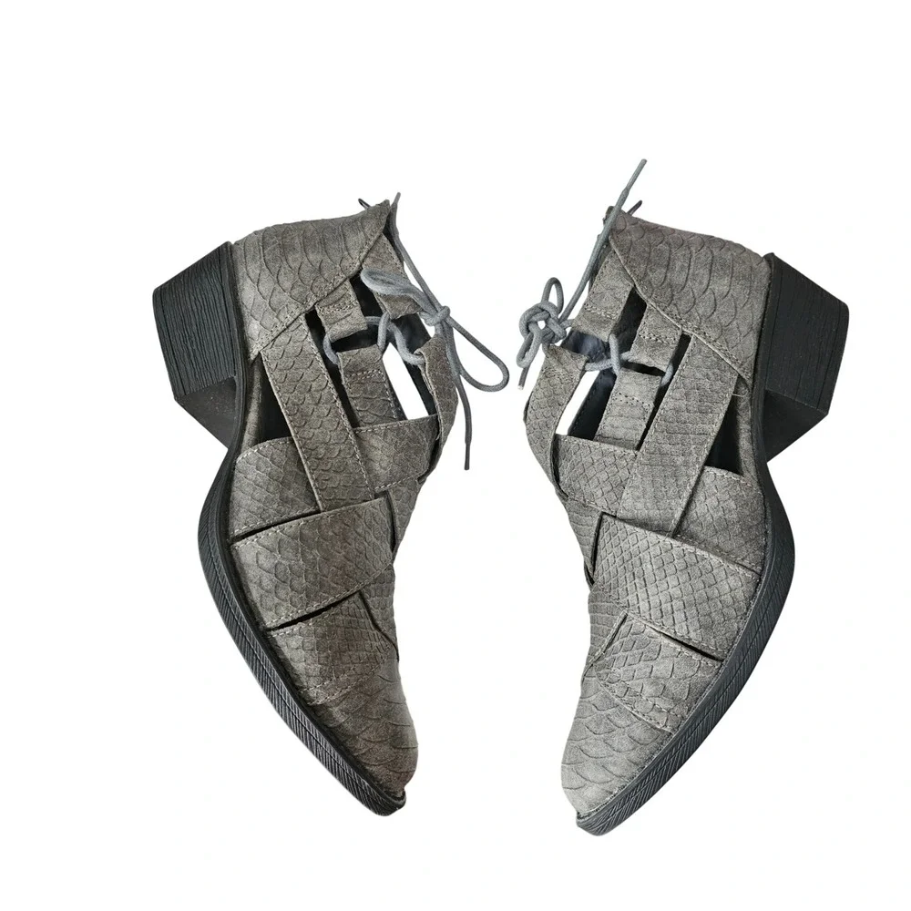 Coconuts by Matisse Lux Shootie Womens Shoes Size‎ 7.5 Gray Back Zip Side Ties